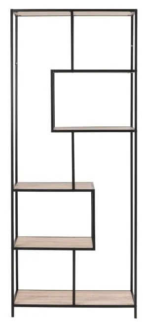 Bibliotecă neagră/cu aspect de lemn de stejar 77x185 cm Seaford – Actona