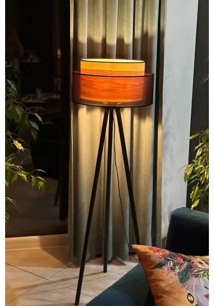 Lampadar WOOD Duolla BOHO 1xE27/15W/230V d. 45 cm negru/bej