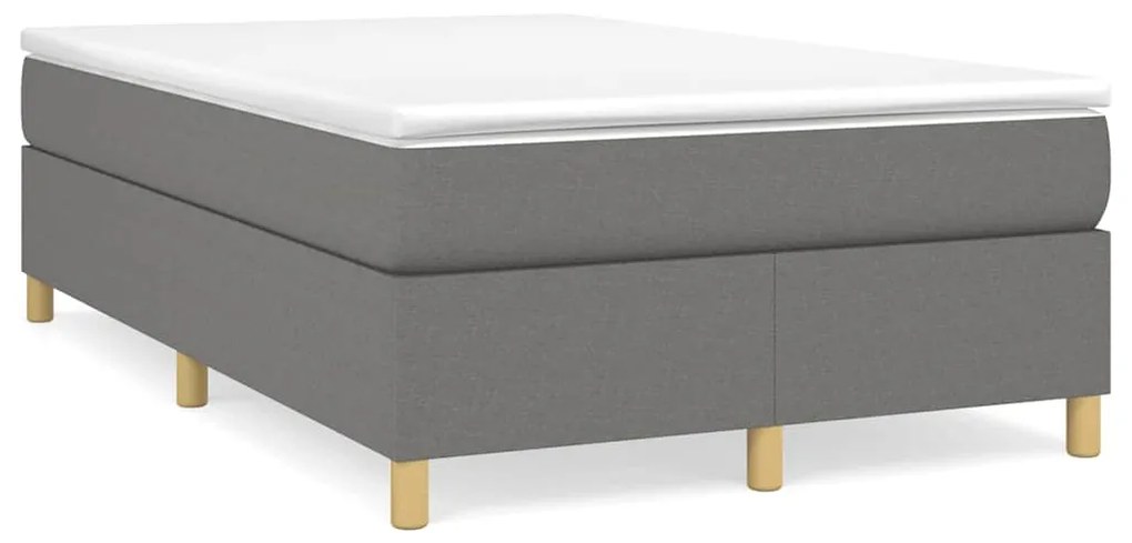 vidaXL Pat box spring cu saltea, gri închis, 120x190 cm, textil