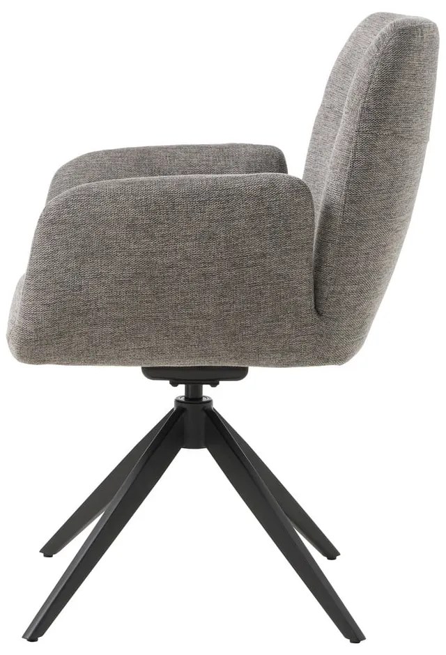 Scaun de sufragerie gri cu cotiere tapițat Roxana – Unique Furniture