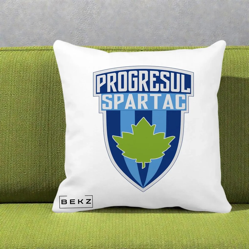 Perna Personalizata Progresul Spartac Fotbal, 40x40 cm, Alba Mata, Husa Detasabila, Perna Inclusa, BEKZ®