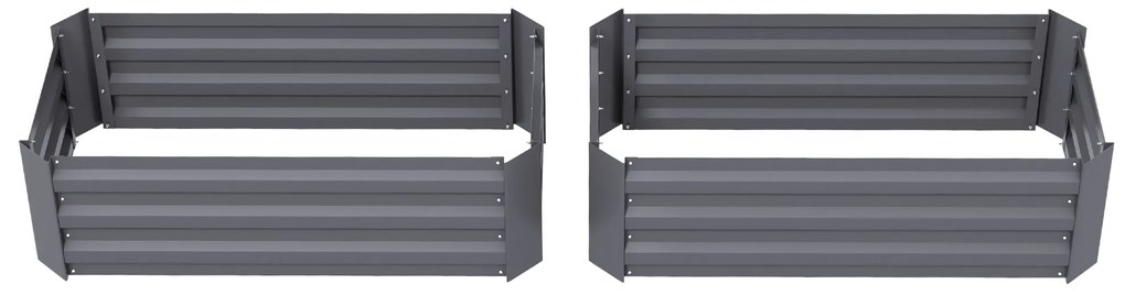 Outsunny Set de 2 patrate de gradina dim. 100L x 50l x 30H cm - tabla de otel ondulata gri | Aosom Romania