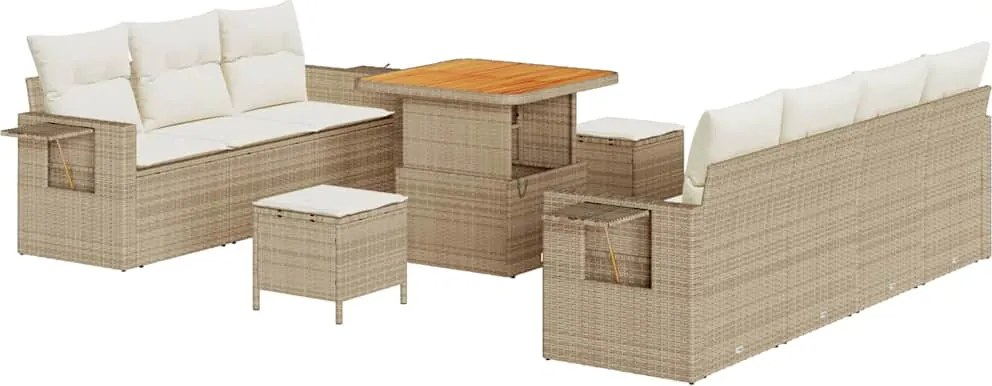 vidaXL Set de canapele pentru grădină cu pernă 10 pcs bej și crem