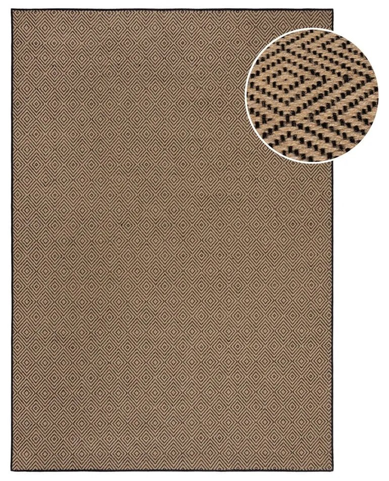 Covor negru/în culoare naturală din iută 160x230 cm Diamond – Flair Rugs