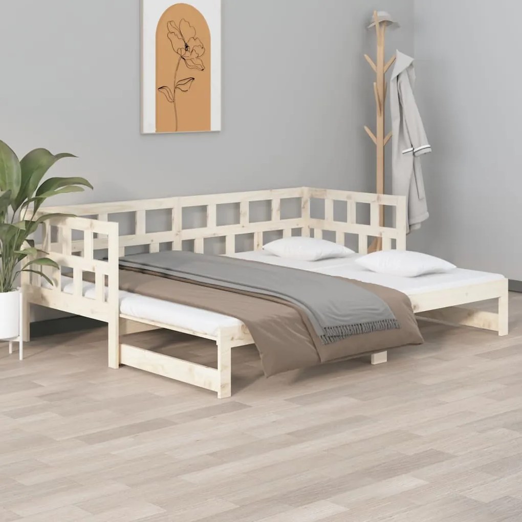 820232 vidaXL Pat extensibil de zi, 2x(90x190) cm, lemn masiv de pin