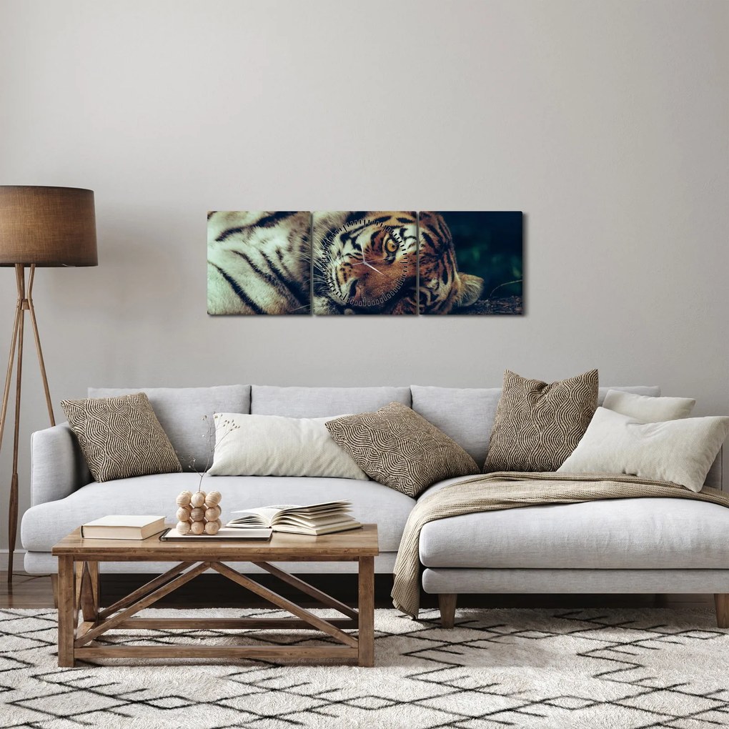 Tablou - Tigrul Siberian (cu ceas) (90x30 cm)