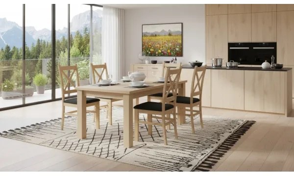 Scaun de sufragerie NATE stejar sonoma/negru