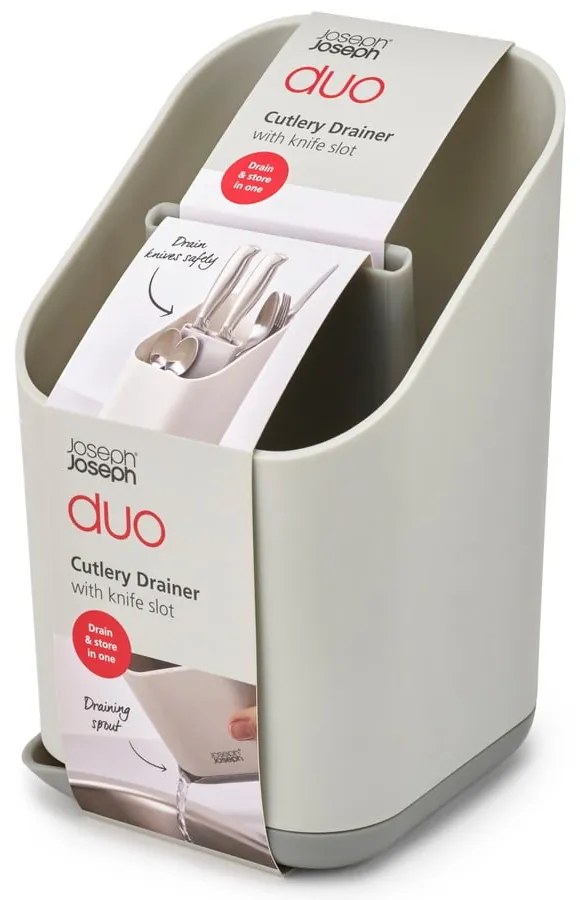 Scurgător de vase gri deschis pentru tacâmuri din plastic 12x11 cm Duo – Joseph Joseph