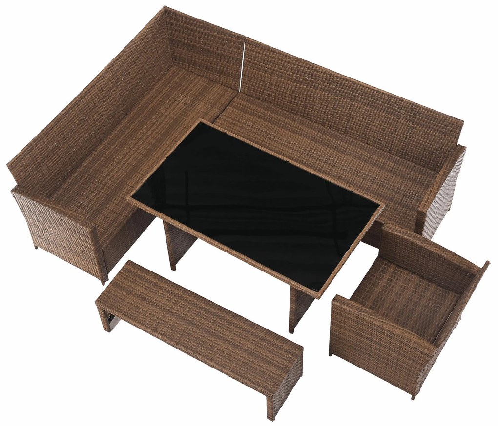 Set mobilier de grădină Senala (gri maro + maro deschis) (pentru 8 persoane). 1116496