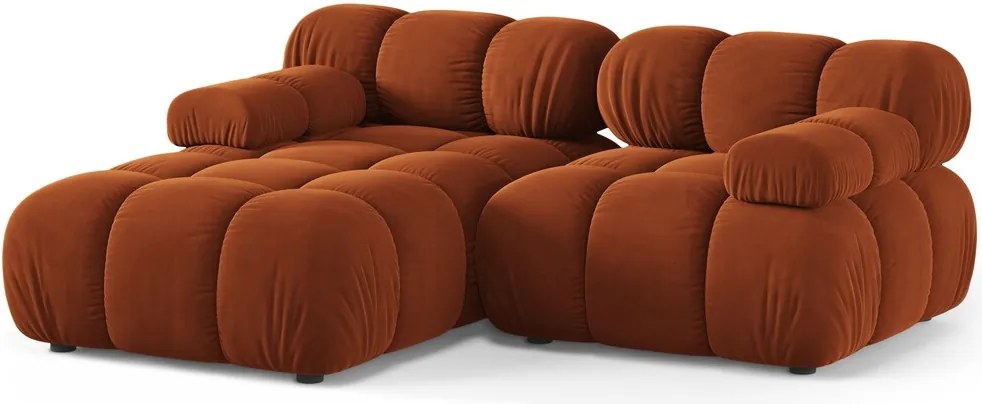 Coltar modular stanga 3 locuri, Bellis-51, Micadoni Home, 188x155x70 cm, catifea, teracota