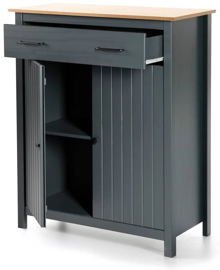 Comodă albastru-închis înaltă din lemn de pin 90x110 cm Miranda – Marckeric