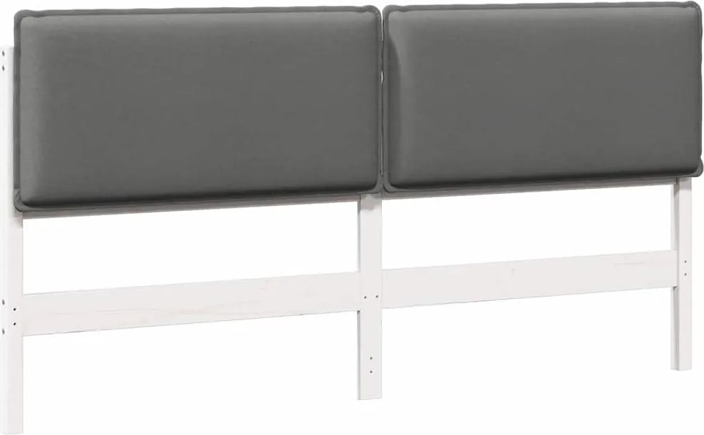 vidaXL Tăblie tapițată Alb și gri deschis 200 cm Lemn de pin masiv