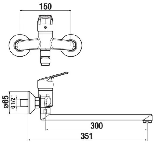 Baterie de lavoar JIKA H3112E70042401 TALAS 15x35,1 cm crom lucios