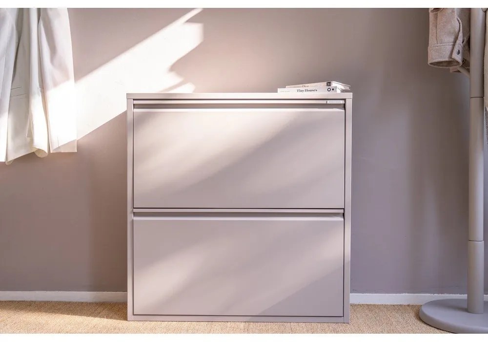 Pantofar taupe cu deschidere înclinată din metal 75x77,5x22,5 cm Billy – Spinder Design