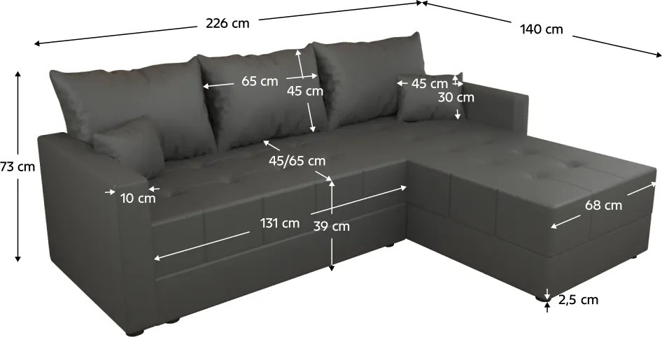 Set canapea universală, gri, DUAN ROH