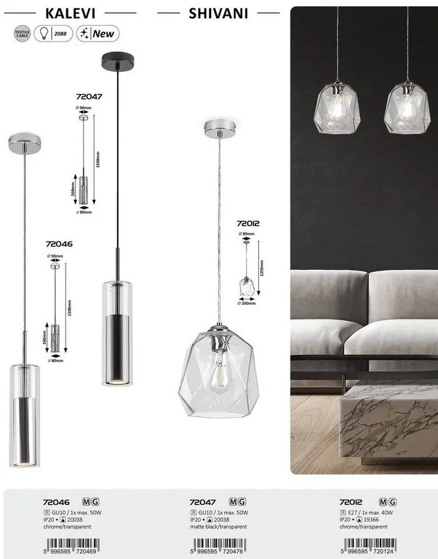 Pendul simplu design modern Kalevi negru mat