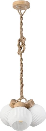 Lustră pe cablu LOOMIS, 3xE27/15W/230V, 130 cm, bej/stejar