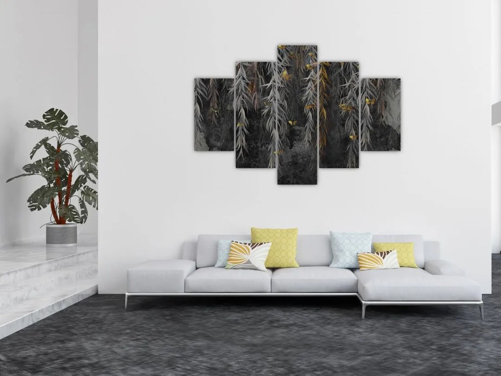 Tablou - Crenguțe de salcie, fundal negru (150x105 cm)