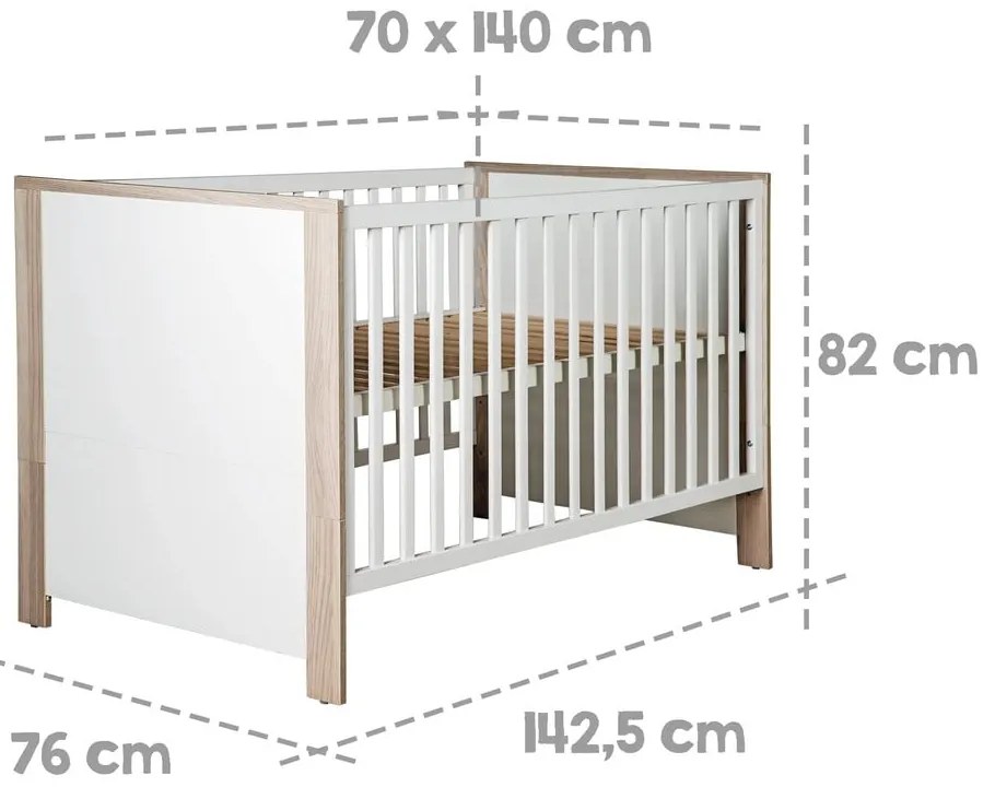 Pătuț alb-natural 70x140 cm Olaf – Roba