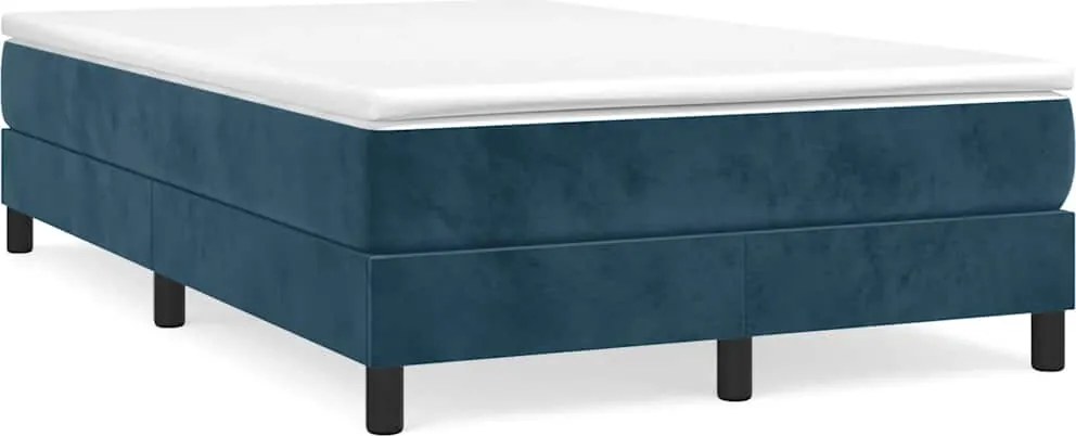vidaXL Pat box spring cu saltea, albastru închis, 120x200 cm, catifea