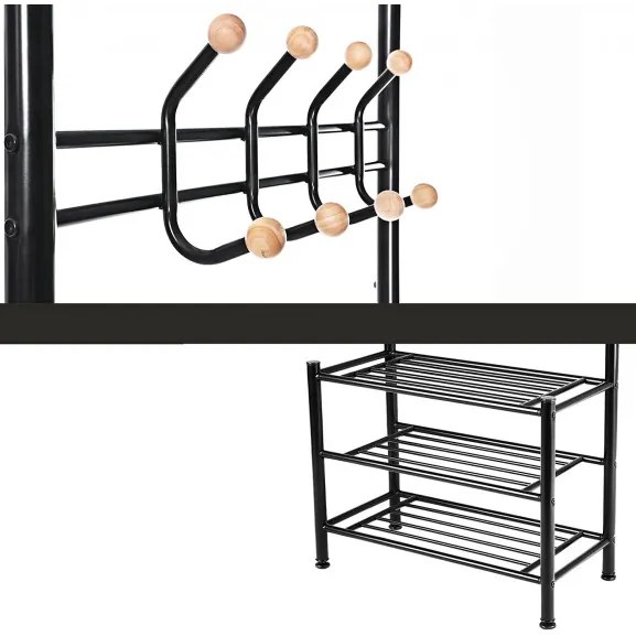 Cuier Iron 1, Negru, 68.8 x 35.2 x 187 cm