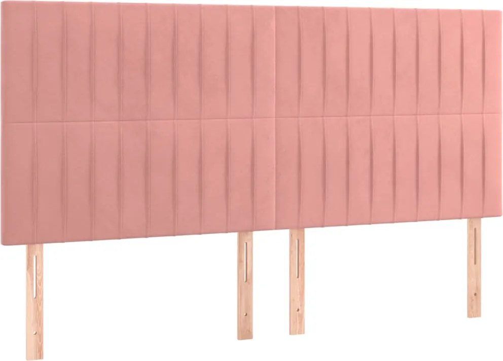 vidaXL Tăblie de pat roz 200x5x118/128 cm catifea