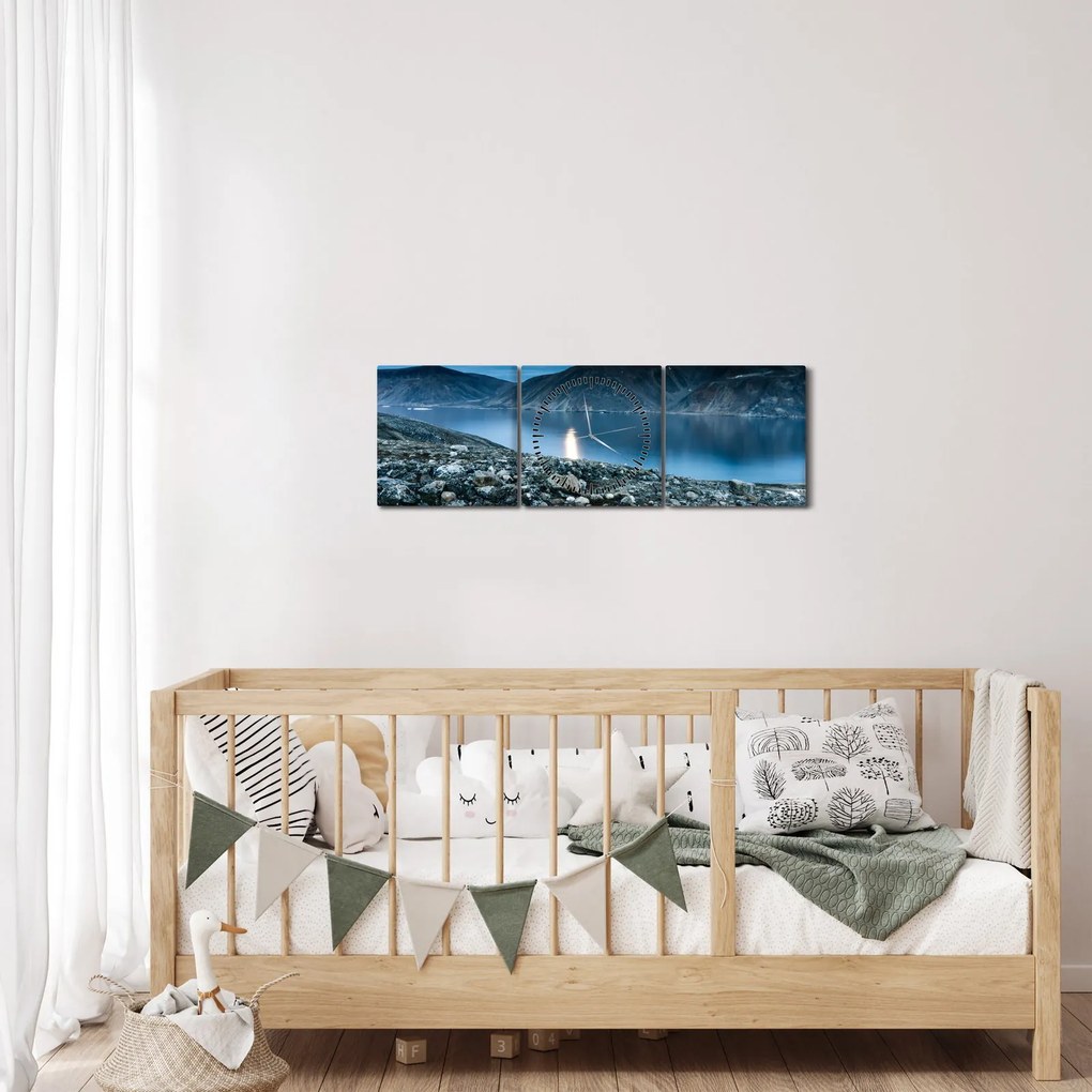 Tablou - Islanda noaptea (cu ceas) (90x30 cm)
