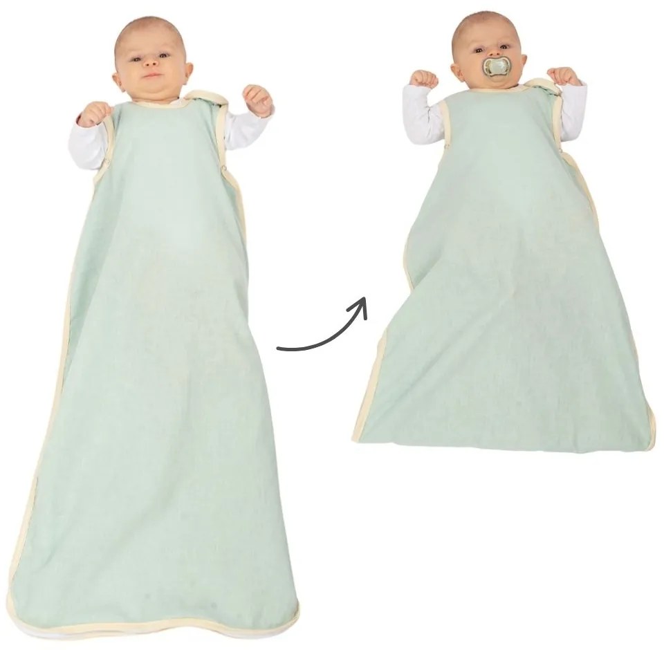 Sac de dormit de vara pentru copii din in 0-24 luni Kidizi Inny, 0.5 tog, model ajustabil