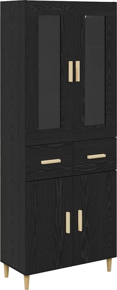 vidaXL Bufet cu sertar Stejar Negru 69,5 x 34 x 180 cm Lemn compozit