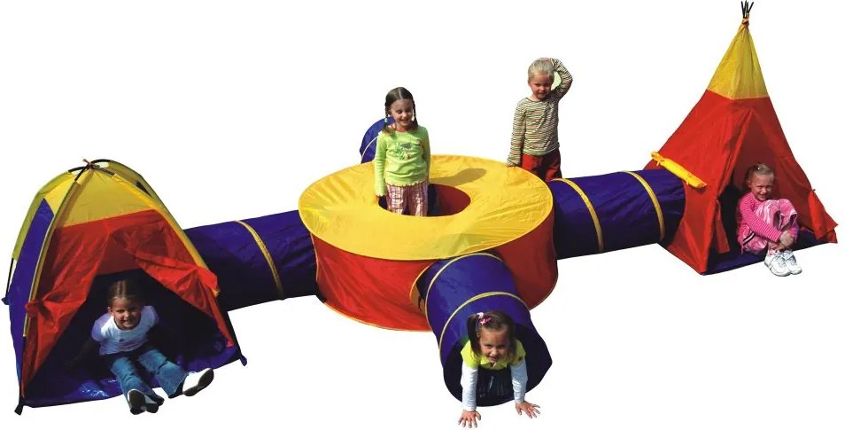 Set Corturi de Joaca pentru Copii cu 4 Tunele Multicolore