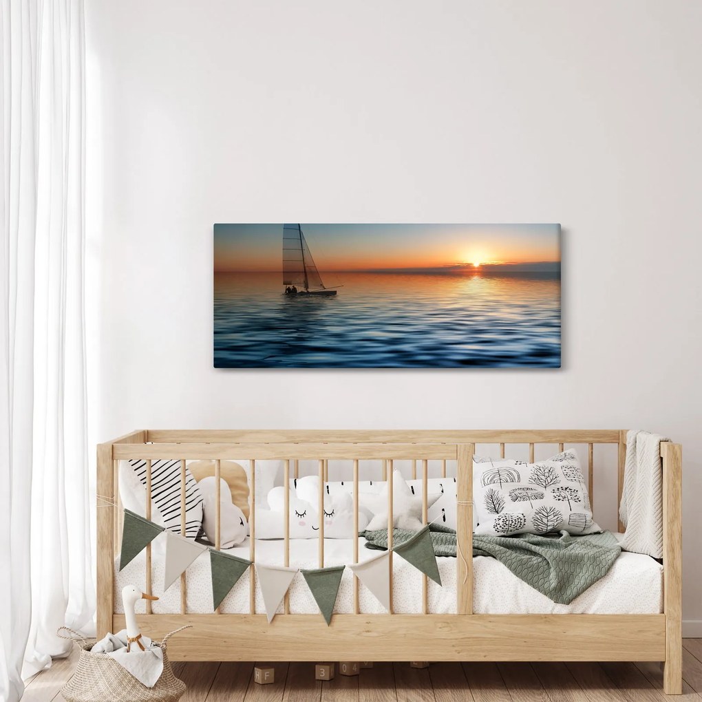 Tablou - Bărci cu vele pe mare (120x50 cm)