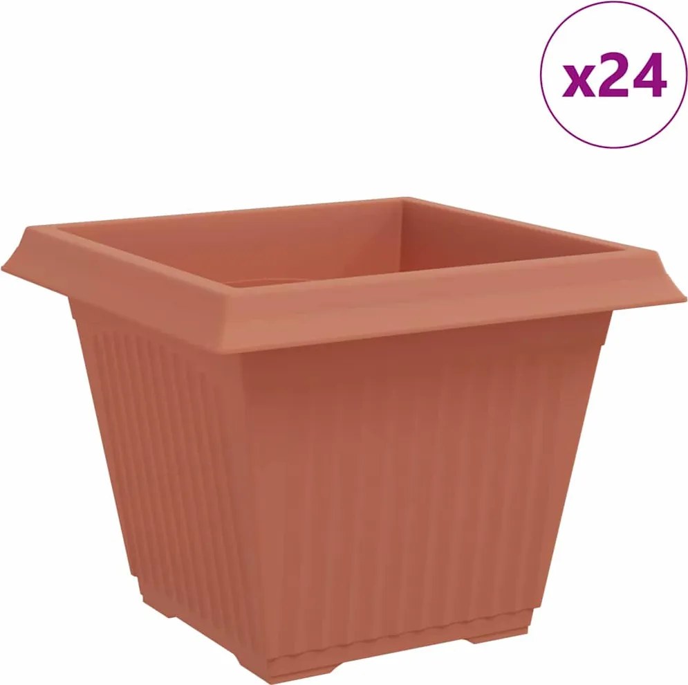 vidaXL Vază pătrată pentru flori 24 pcs Roșu cărămidă Plastic