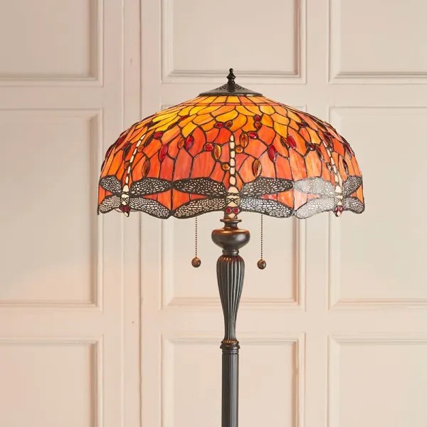 Endon 64070 - Lampadar Tiffany DRAGONFLY, 2xE27/60W/230V, diametru 50 cm