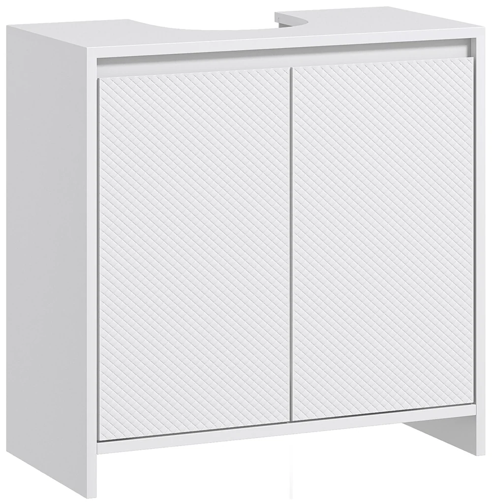 HOMCOM Mobilier Sub Chiuvetă pentru Baie cu 2 Uși, Dulap de Baie cu Decupaj în U pentru Țevi, 60x30x60 cm, Alb | Aosom Romania