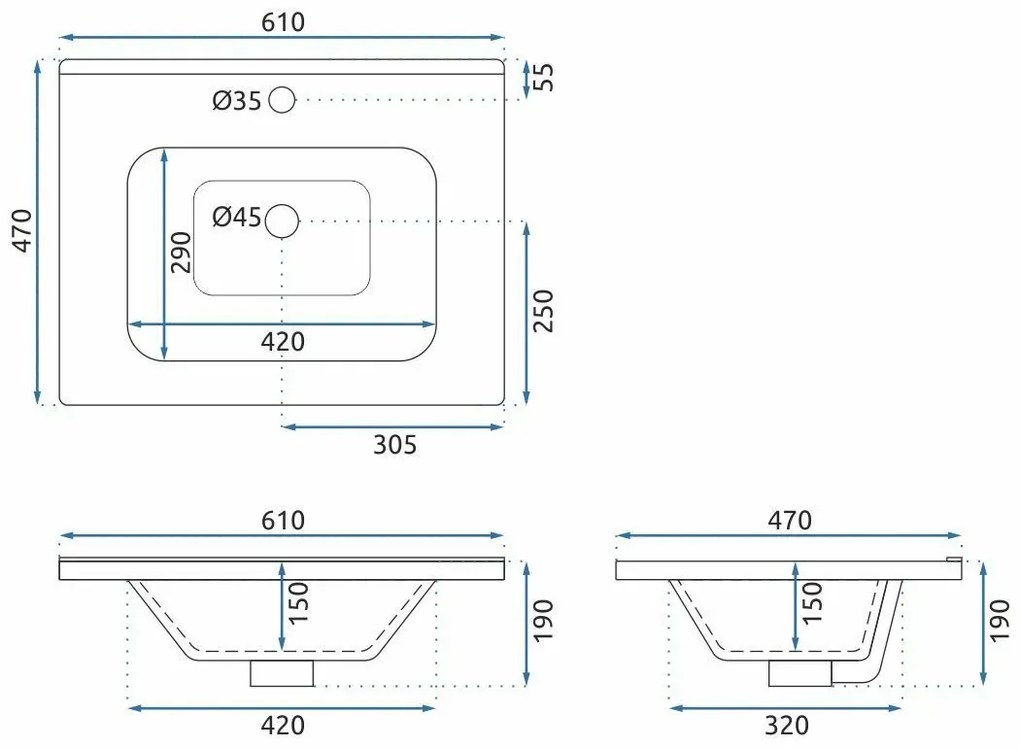 Set mobilier de baie cu lavoar Astor 60 cm Alb