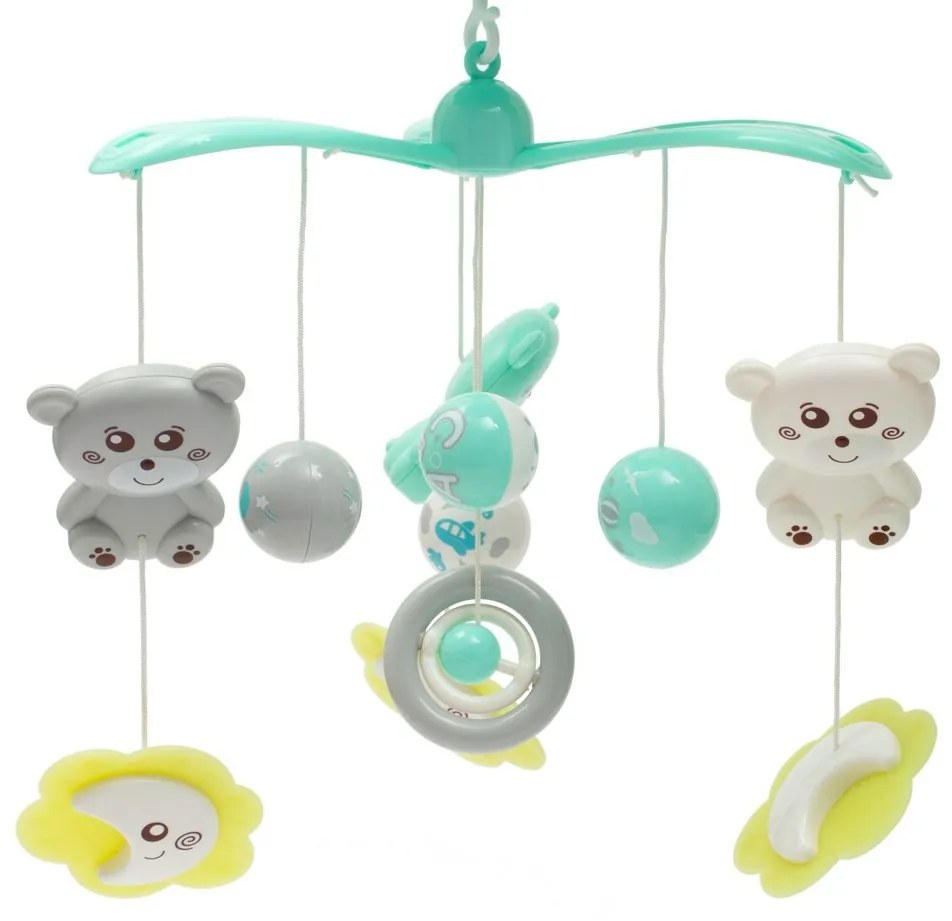 Baby Mix Carusel deasupra pătuțului cu proiectorde lumină, verde