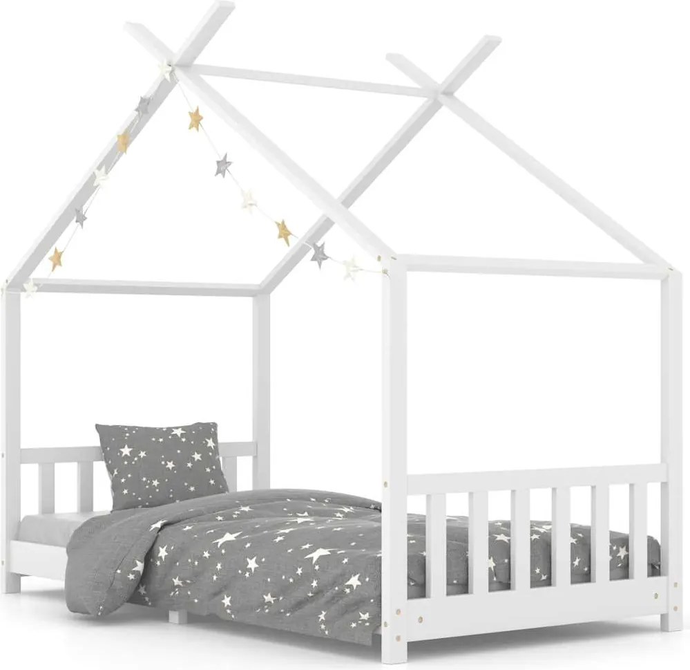 vidaXL Cadru pat de copii, alb, 90 x 200 cm, lemn masiv de pin