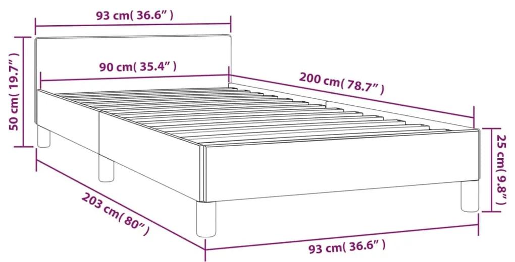 Cadru de pat cu tablie, crem, 90x200 cm, piele ecologica Crem, 90 x 200 cm