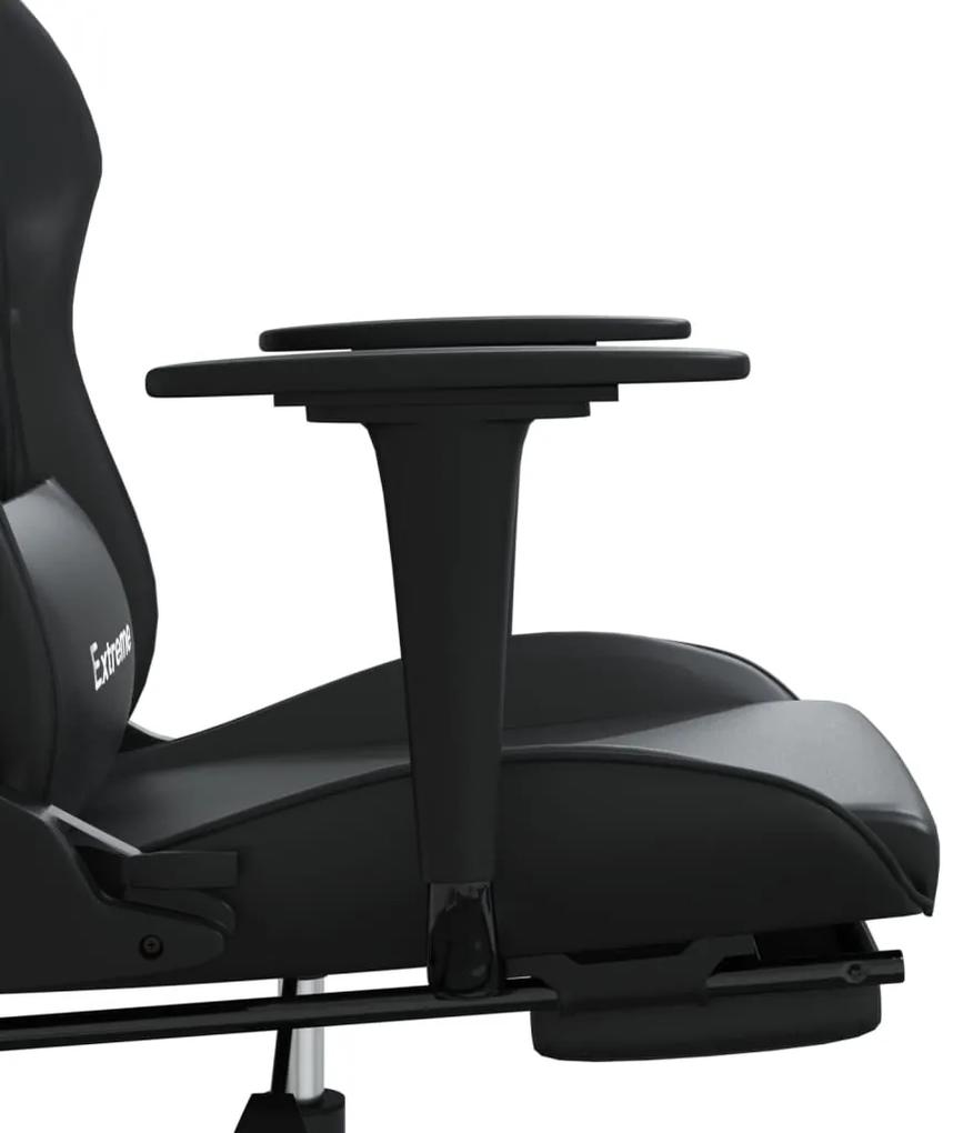 Scaun de gaming cu suport picioare, negru, piele ecologica