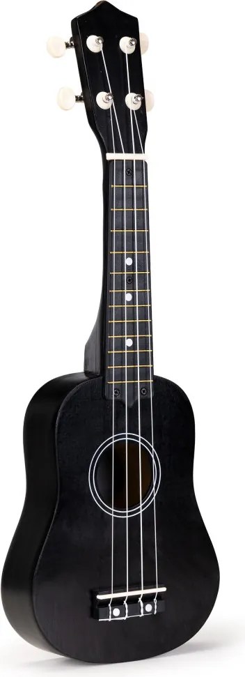 Chitară Ukulele din lemn pentru copii, 4 corzi din nailon negru