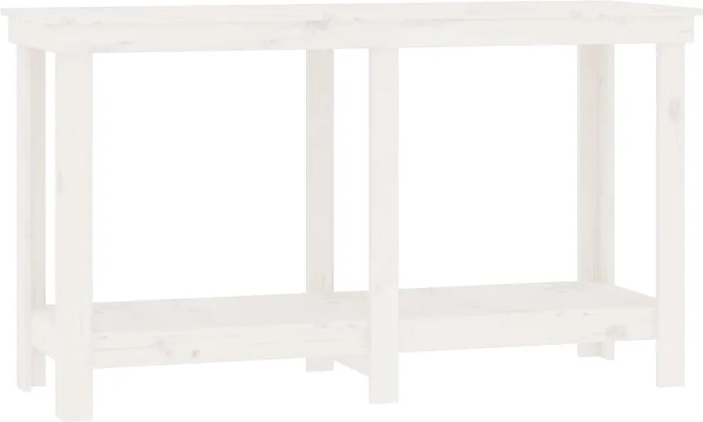 vidaXL Banc de lucru, alb, 140x50x80 cm, lemn masiv pin