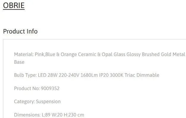 Lustra LED suspendata, Ceramica, Roz, Albastru, Portocaliu, Alb, OBRIE