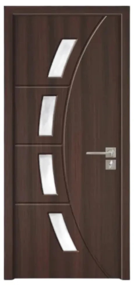 Usa Interior din MDF Novo Doors ND508, Cadru din Lemn Masiv, Geam Sablat, KIT COMPLET, Toc , Manere si balamale incluse (Culoare: Gri deschis, Toc: