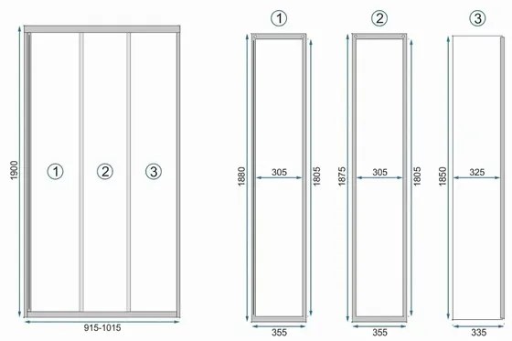 Usa de nisa culisanta Rea Alex 100 cm sticla 4 mm negru