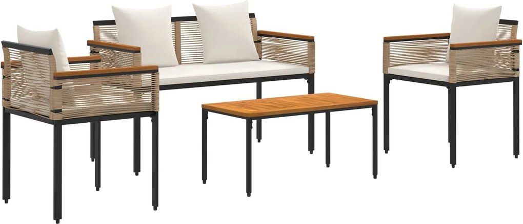 vidaXL Set de Mobilier pentru Exterior Bej și alb crem poliratan