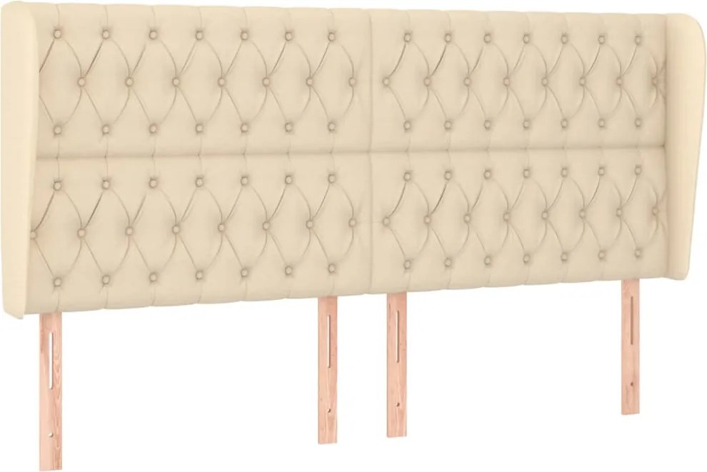vidaXL Tăblie de pat cu aripioare, crem, 183x23x118/128 cm, textil