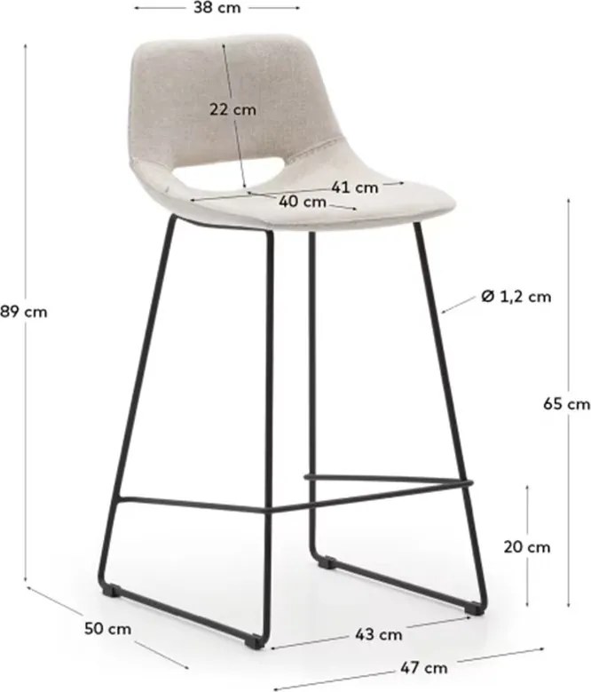 Scaun lemn masiv de bar Zahara - Piele maro