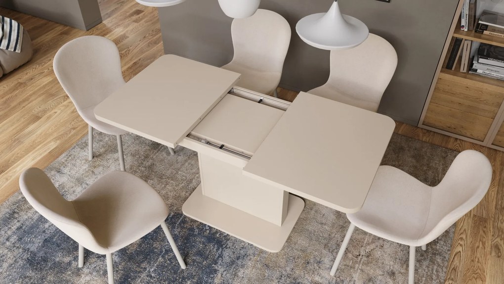 Mazzoni ASTON MINI-Z Bej (Șampanie) - MĂSUȚĂ DE CAFEA MODERNĂ EXTENSIBILĂ REGLABILĂ PE ÎNĂLȚIME MASĂ TRANSFORMABILĂ