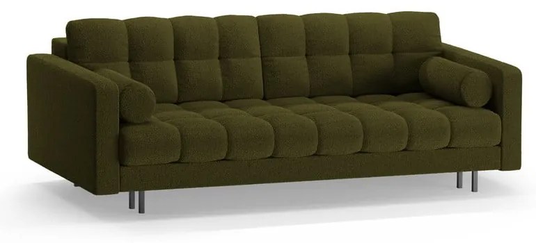 Canapea verde extensibilă, cu spațiu de depozitare cu tapițerie din țesătură bouclé 222 cm Bali – Cosmopolitan Design
