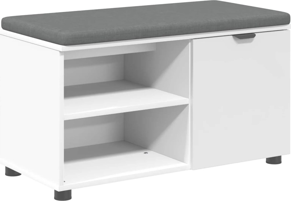 vidaXL Bancă pentru hol cu pernă cu raft cu ușă Alb 80 x 38 x 46 cm